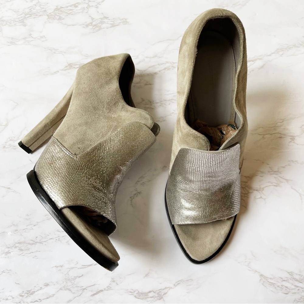 Alexander Wang Luisa Silver Suede Open Peep Toe High Heels 38 - Picture 2 of 9